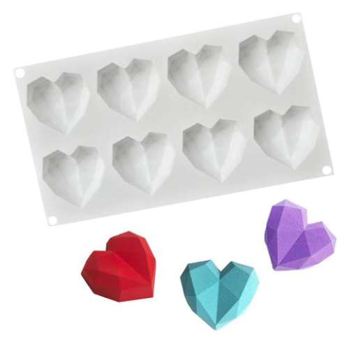 Mini 3D Geo Heart Silicone Mould - Click Image to Close